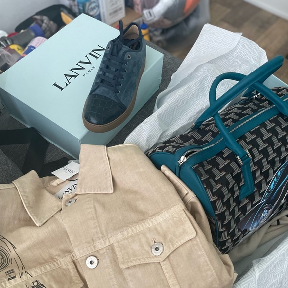 BNWT LANVIN DBB1 Crocodile Embossed Low Top Sneakers - Picture 6 of 6